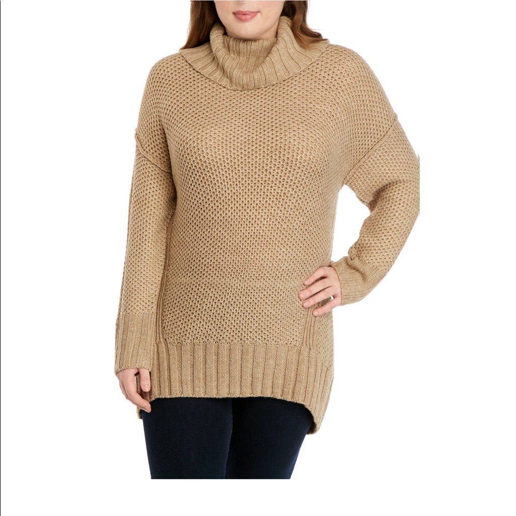 Madison Plus Size Mix Stitch Cowl Neck Sweater